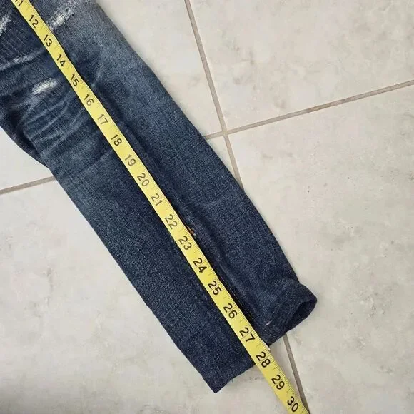 FOG Fear of God Mens Essentials Blue Jeans Size 28 Blue Distressed Patch Work - Picture 9 of 9